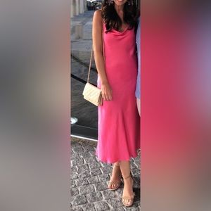 Zara hot pink slip dress